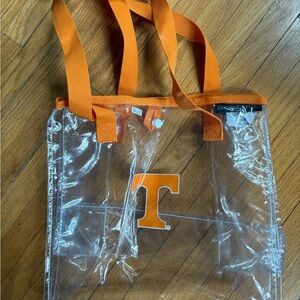 Clear stadium tote Bag with Tennessee Vols Orange Handles